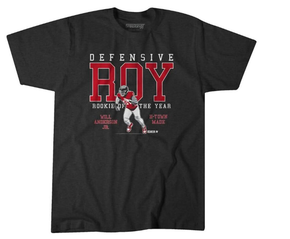 BREAKING T Men's Will Anderson Jr. Rookie Of The Year T-Shirt XL Grey NWOT